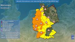 Warnlage -- orkanartige B&ouml;en am Freitag